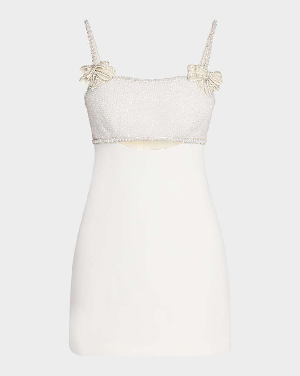 Embellished Bow Mini Dress